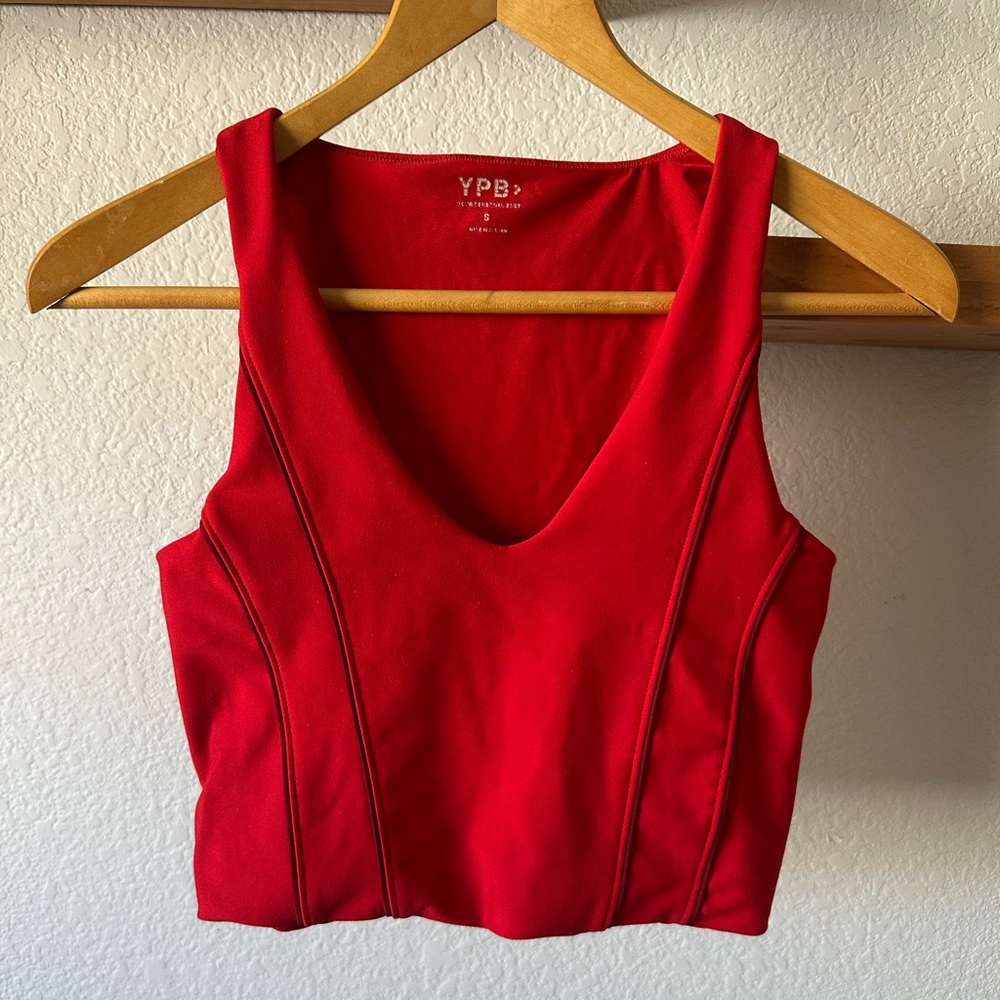 YPB Abercrombie & Fitch Corset Slim V-Neck Tank Red Small - Picture 3 of 5